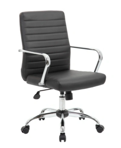 Boss Office Products Retro Task Chair With Chrome Fixed Arms In Black
