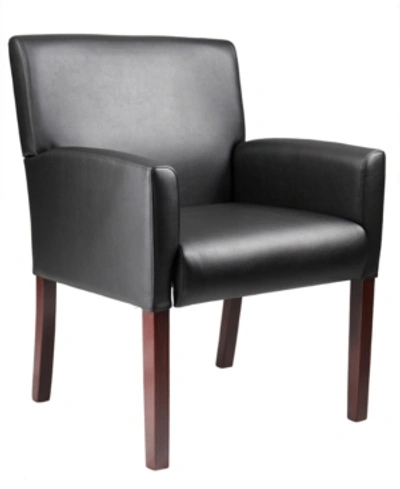 Boss Office Products Boss Mahogany Box Arm Guest Chair In Black
