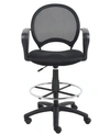 Boss Office Products Mesh Drafting Stool With Adjustable Arms In Black