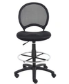 Boss Office Products Mesh Drafting Stool With Adjustable Arms In Black