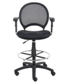 BOSS OFFICE PRODUCTS MESH DRAFTING STOOL WITH ADJUSTABLE ARMS