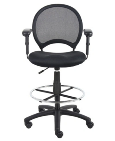 BOSS OFFICE PRODUCTS MESH DRAFTING STOOL WITH ADJUSTABLE ARMS
