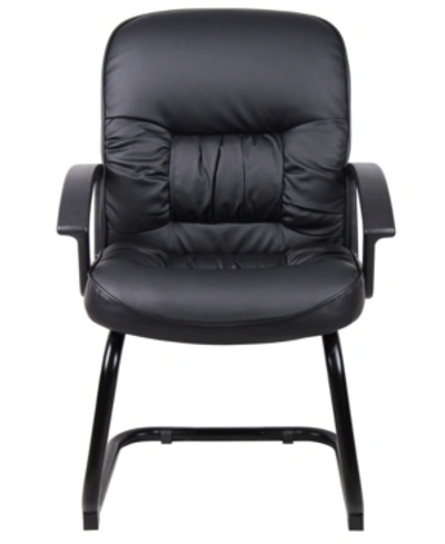 Boss Office Products Mid Back Leatherplus Guest Chair In Black