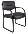 BOSS OFFICE PRODUCTS LEATHERPLUS SLED BASE SIDE CHAIR W/ ARMS