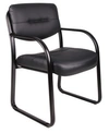 Boss Office Products Leather Sled Base Side Chair In Black