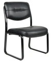Boss Office Products Leather Sled Base Side Chair In Black