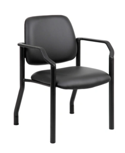 Boss Office Products Mid Back Vinyl Guest Chair, 300 Lb Capacity In Black