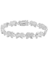 Macy's Diamond Accent Elephant Link Bracelet In Silver Plate, Rose Gold Or Gold Plate In Silver