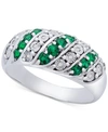 Macy's Sapphire (3/8 Ct. T.w.) & Diamond (1/20 Ct. T.w.) Statement Ring In Sterling Silver (also In Ruby & In Emerald