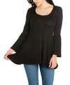 24seven Comfort Apparel Women's Plus Size Classic Long Sleeves Tunic Top In Black