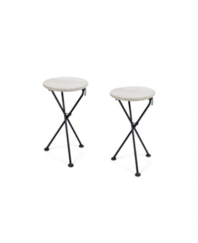 Noble House Los Feliz Outdoor Portable Foldable Side Tables (set Of 2)