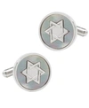 OX & BULL TRADING CO. MEN'S STAR OF DAVID MOTHER OF PEARL STAINLESS STEEL CUFFLINKS