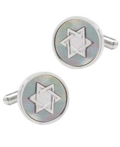 Ox & Bull Trading Co. Men's Star Of David Mother Of Pearl Stainless Steel Cufflinks In White