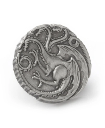 Game Of Thrones Men's Targaryen Dragon Antiqued Lapel Pin In Silver
