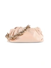 Bottega Veneta The Chain Pouch Leather Clutch In Beige