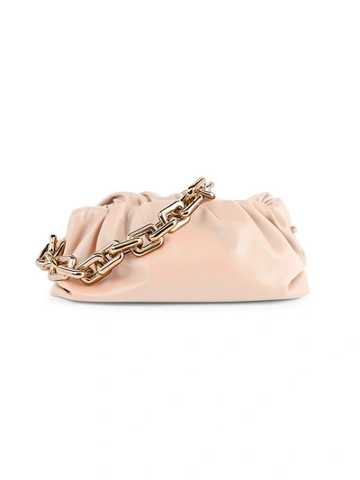 Bottega Veneta The Chain Pouch Leather Clutch In Beige