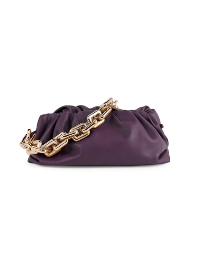 Bottega Veneta The Chain Pouch Leather Clutch In Grape