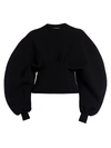 BOTTEGA VENETA COMPACT WOOL-BLEND PUFF-SLEEVE SWEATER,400013228917