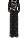 AGENT PROVOCATEUR SHEER LEAF PATTERN MIDI DRESS