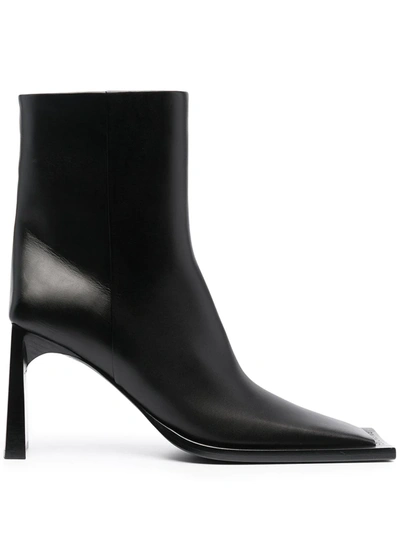 Balenciaga Moon Square-toe Leather Ankle Boots In Black