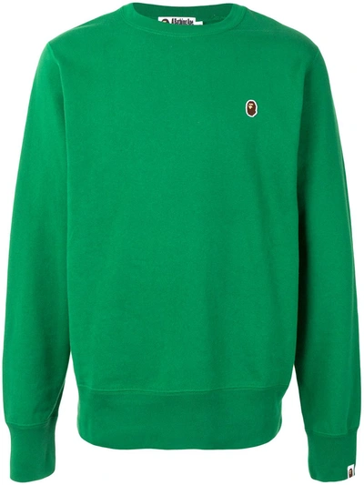 A Bathing Ape Ape Patch Sweatshirt In Green