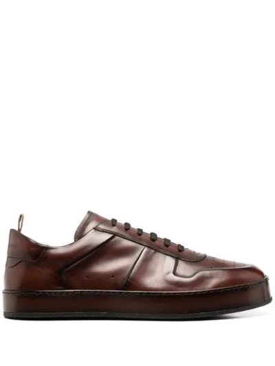 Officine Creative Leather Low-top Sneakers In Braun