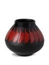 Nuove Forme Feathers Pattern Two-tone Vase In Black