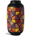 Nuove Forme Optical Geometric-pattern Ceramic Vase In Brown