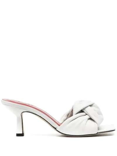 By Far Knot-detail Leather Mules In White