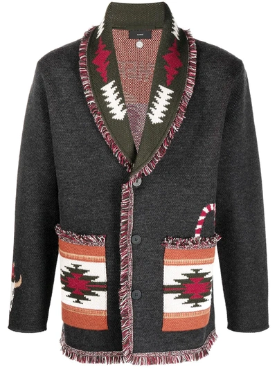 Alanui Hi There Merry Christmas Card Cardigan In Brown