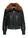CHLOÉ LEATHER AVIATOR JACKET WITH SHEARLING COLLAR