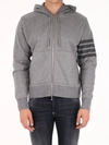 Thom Browne Tonal 4 Bar Cotton Sweatshirt Hoodie In Grey