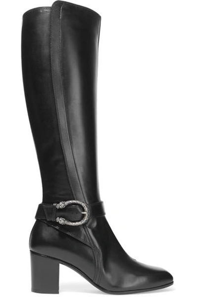 Gucci Dionysus Leather Knee Boots In Black