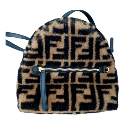 Pre-owned Fendi Brown Shearling Backpack