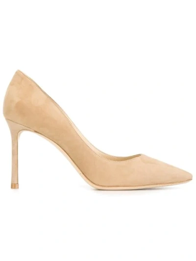 Jimmy Choo Nude Romy 85 Patent Leather Pumps In Neutrals