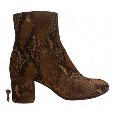 Pre-owned Zadig & Voltaire Lena Wild Multicolour Python Ankle Boots