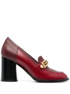 GUCCI CHAIN-DETAIL MID-HEEL LOAFERS