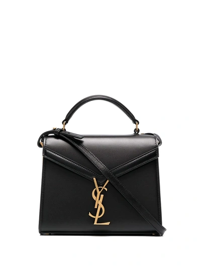 Saint Laurent Mini Cassandra Monogram Tote Bag In Black