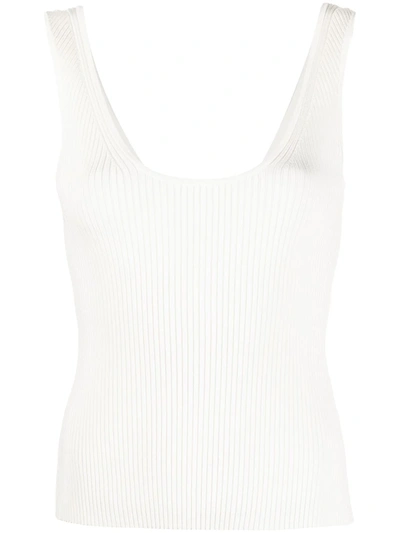 Zimmermann Ribbed-knit Sleeveless Vest Top In Parchment