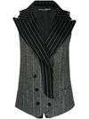 DOLCE & GABBANA PINSTRIPED DOUBLE-BREASTED GILET