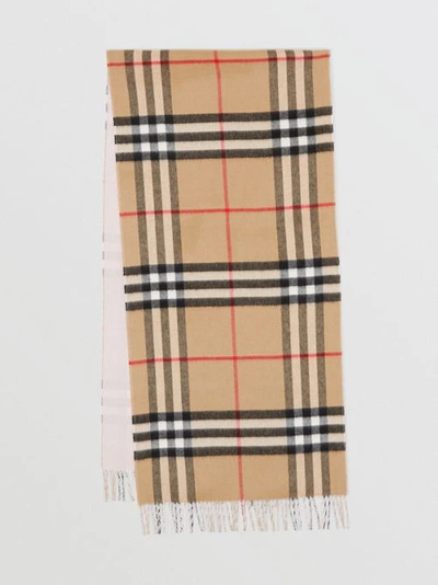 Burberry Reversible Check Cashmere Scarf In Frosted Pink