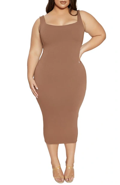 Naked Wardrobe The Nw Hourglass Midi Dress In Coco