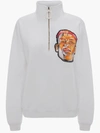 JW ANDERSON EMBROIDERED FACE HALF-ZIP SWEATER,15752535