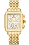 Michele Deco Stainless Steel & Diamond Dial Bracelet Watch In Gold