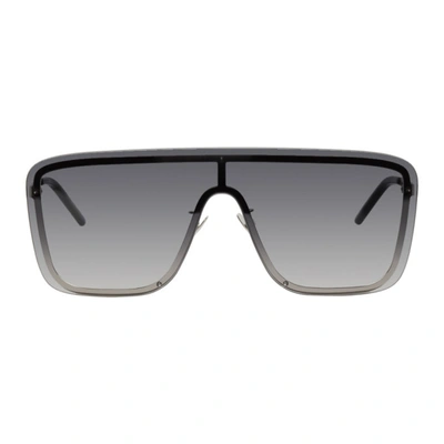 Saint Laurent Silver Mirror Shield Unisex Sunglasses Sl 364 Mask 003 99 In Black,silver Tone
