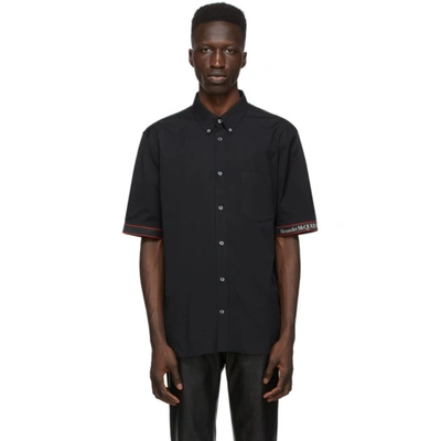 Alexander Mcqueen Logo Cuff Short Sleeve Shirt - Men's - Cotton/polyester/spandex/elastane In Black
