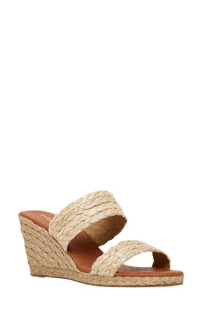 Andre Assous André Assous Nolita Wedge Slide Sandal In Beige Fabric