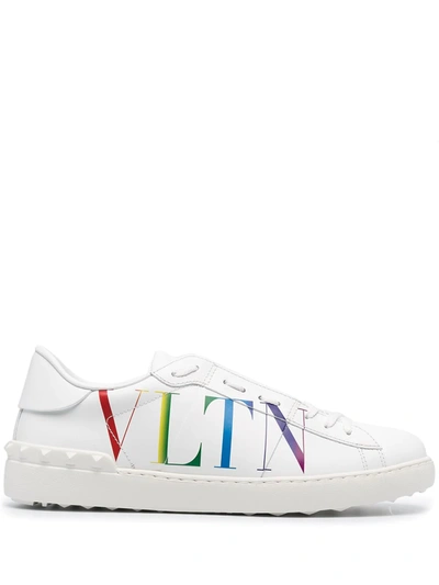 Valentino Garavani Open Leather Sneakers W/logo In White