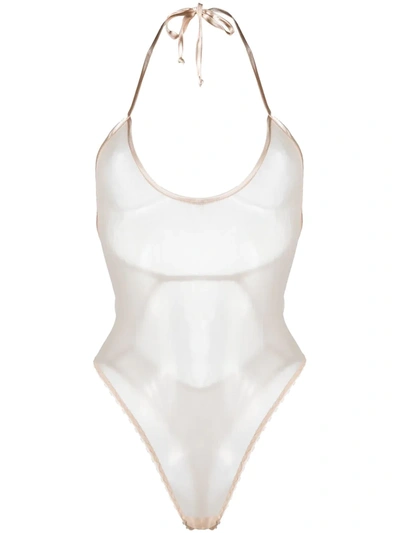 Belle Et Bon Bon Ophelia Sheer Bodysuit In Neutrals