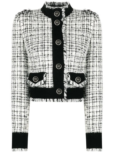 Dolce & Gabbana Cropped Tweed Jacket In White